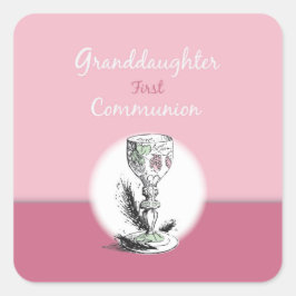 Adesivo Quadrado Avô, 1ª Comunhão, Rosa, Chalice