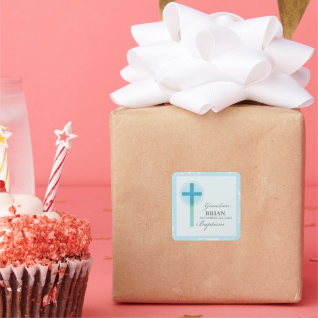 Adesivo Quadrado Avô Baptism Blue Lace Personalizado (Festa)
