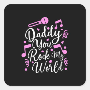 Adesivo Quadrado Avô Gift Pai Você Rock My World
