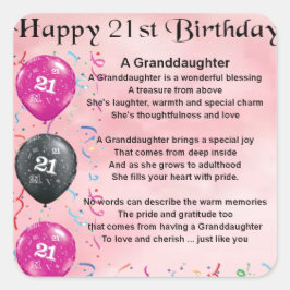 Adesivo Quadrado Avô Poem - aniversário de 21 anos