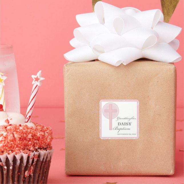 Adesivo Quadrado Avô Rosa, Avô, Batismo Personalizado (Festa)