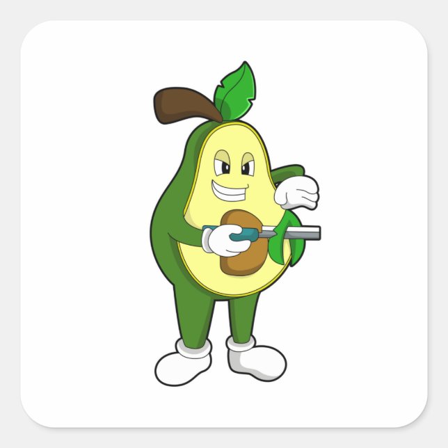 Adesivo Quadrado Avocado como cabeleireiro com Razor (Frente)