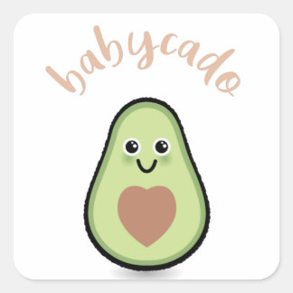 Adesivo Quadrado Avocado mit Herz Babycado für ein Baby