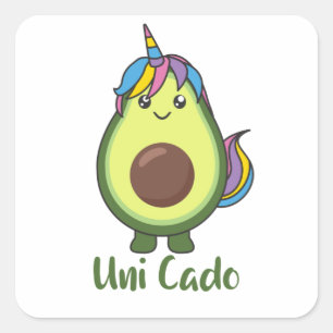 Adesivo Quadrado Avocado Unicorn Funny Avocados Unicorns Uni Cado