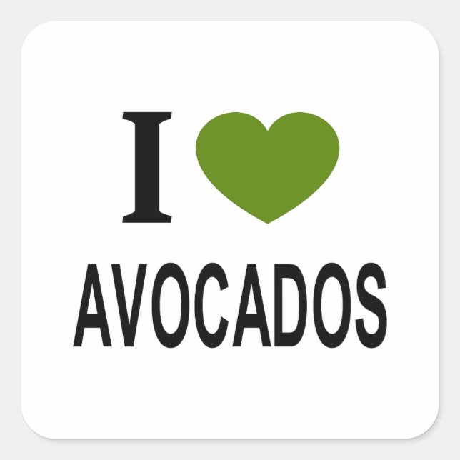 Adesivo Quadrado ❤️ AVOCADOS com coração verde EU AMO AVOCADOS I H (Frente)