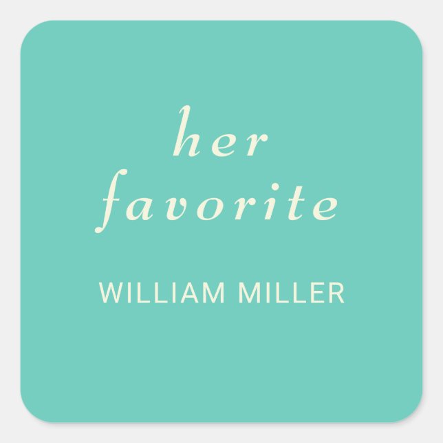 Adesivo Quadrado Awe Aquático Simples Elegante com Casamento Monogr (Frente)