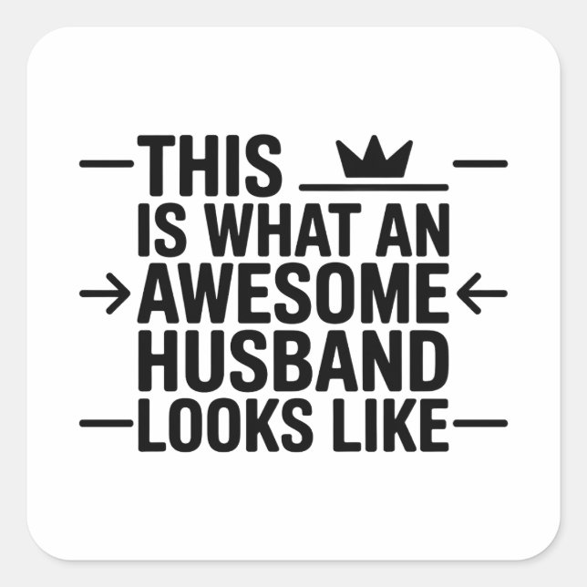 Adesivo Quadrado Awesome Husband Graphic Typography (Frente)