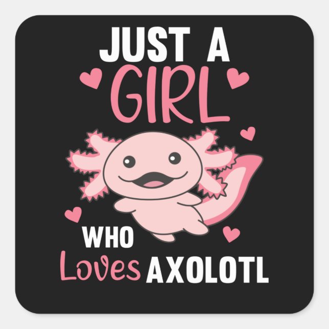 Adesivo Quadrado Axolotl Amém Animais Doce Para Meninas Rosa (Frente)