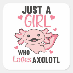 Adesivo Quadrado Axolotl Amém Animais Doce Para Meninas Rosa