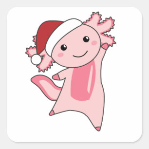 Adesivo Quadrado Axolotl Felry Natal Animais de inverno Axolots