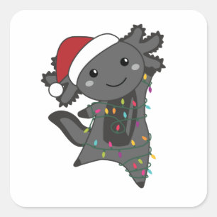 Adesivo Quadrado Axolotl Felry Natal Animais de inverno Axolots