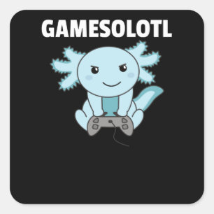 Adesivo Quadrado Axolotl Gamesolotl Cute Animais Para Gamers