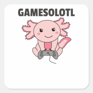 Adesivo Quadrado Axolotl Gamesolotl Cute Animais Para Gamers