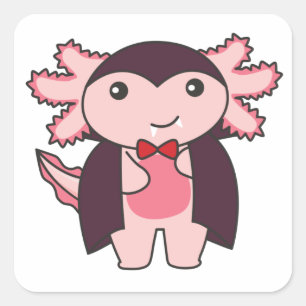 Adesivo Quadrado Axolotl Halloween Cute Devil Vampire Squar