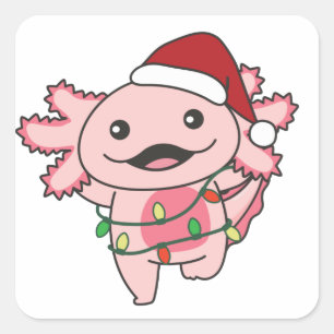 Adesivo Quadrado Axolotls Christmas — Animais de inverno Axolotls S