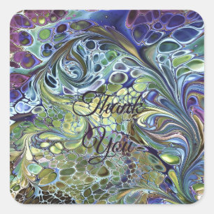 Adesivo Quadrado Azeite verde, azul roxo, burgundy Obrigado