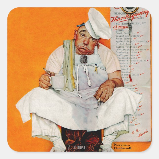 Adesivo Quadrado Azuis do dia da acção de graças (Frente)