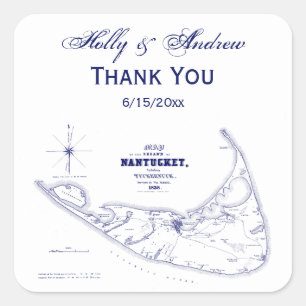 Adesivo Quadrado Azuis marinhos do mapa do vintage das MÃES da ilha