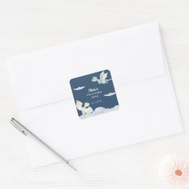 Adesivo Quadrado Azul Aniversário de criança de Dragões de Cuta do 