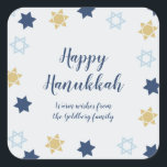Adesivo Quadrado Azul bonito da estrela de David | e ouro Hanukkah<br><div class="desc">Design azul bonito da estrela de David de Hanukkah</div>