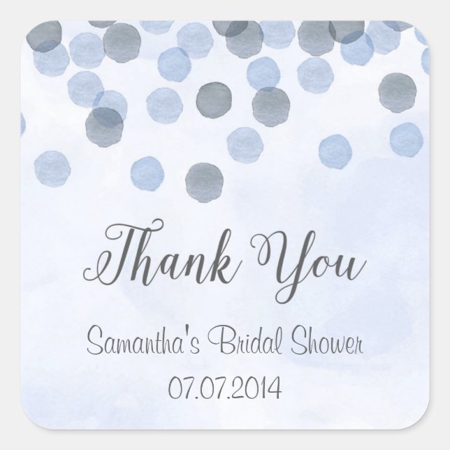 Adesivo Quadrado Azul Confetti, Obrigado, Stickers (Frente)