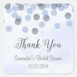 Adesivo Quadrado Azul Confetti, Obrigado, Stickers