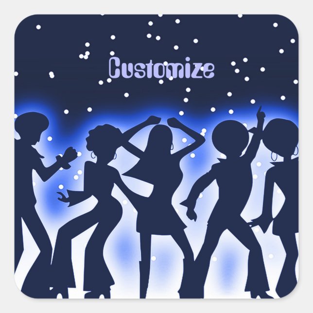 Adesivo Quadrado Azul de festa de dança retrorreflectora (Frente)
