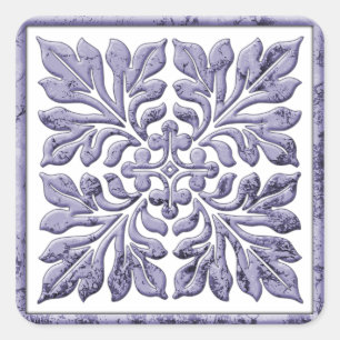 Adesivo Quadrado Azul desvanecido legal do azulejo antigo do inglê