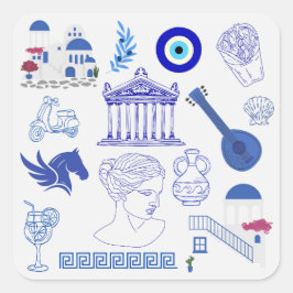 Adesivo Quadrado Azul e Branco da Grécia