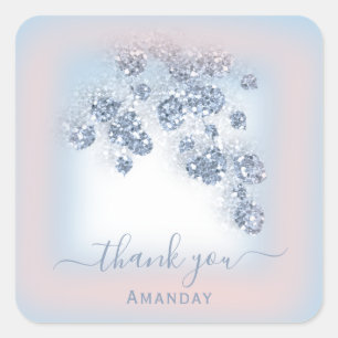 Adesivo Quadrado Azul Empolvado Glitter Floral Rosa Bbriddal Doce 1