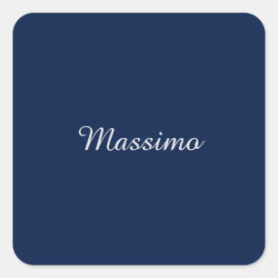 Adesivo Quadrado Azul Escuro Elegante Casual Nome Próprio Manuscrit