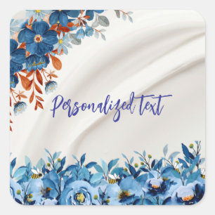 Adesivo Quadrado Azul floral