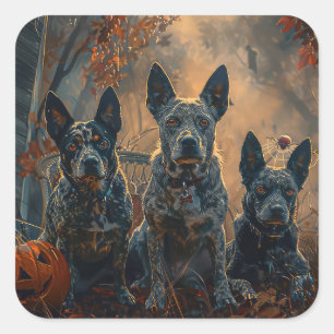 Adesivo Quadrado Azul Heeler Halloween Noite Delight