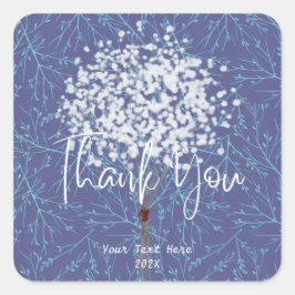 Adesivo Quadrado Azul Moderno Profissional - Obrigado