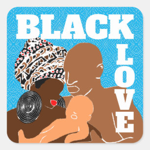 Adesivo Quadrado Azul Negro Amor Castanho Amor Família Negra