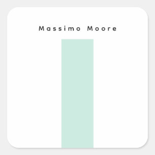 Adesivo Quadrado Azul Preto Branco Simples Elegante Nome Próprio