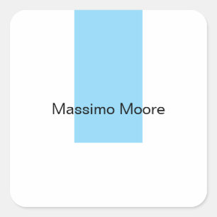 Adesivo Quadrado Azul Preto Branco Simples Elegante Nome Próprio