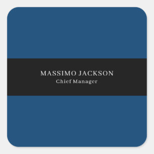 Adesivo Quadrado Azul Preto Moderno Simples Minimalista Profissiona