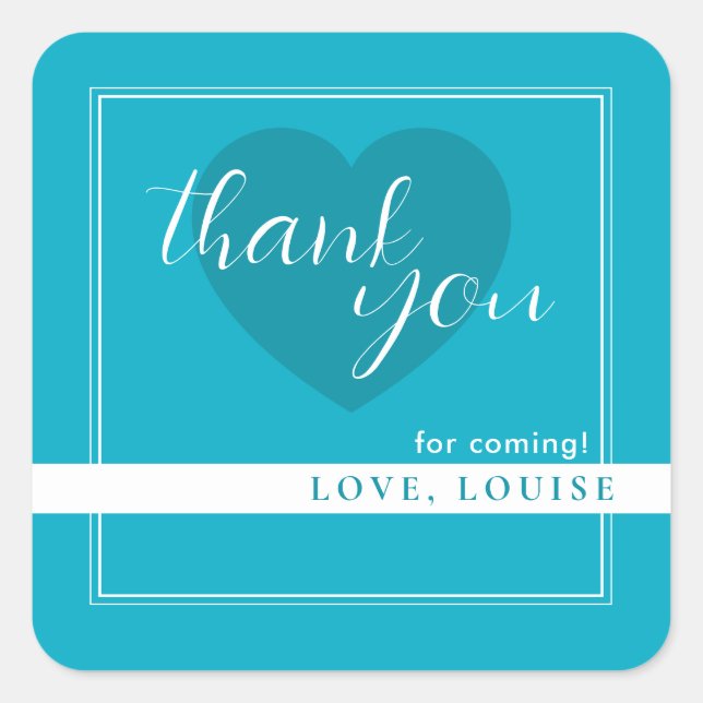 Adesivo Quadrado Azul Rich Sky Brilhante Obrigado Cardíaco Sticker (Frente)