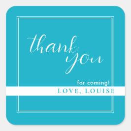 Adesivo Quadrado Azul Rico BrilhanteObrigado Sticker