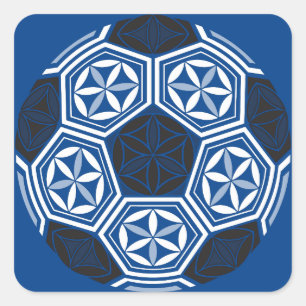 Adesivo Quadrado azul sagrado da geometria do futebol