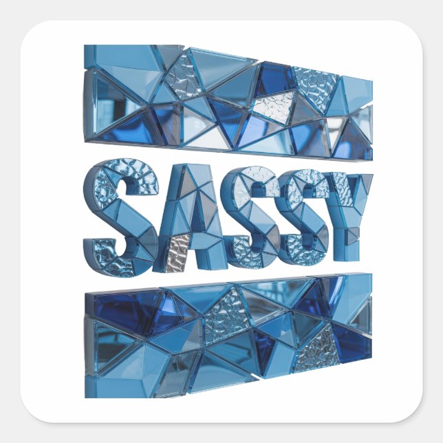 Adesivo Quadrado Azul SASSY Fofo (Frente)