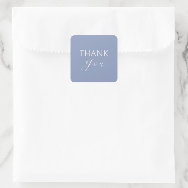 Adesivo Quadrado Azul Simples e Branco Obrigado (Bolsa)