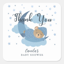 Adesivo Quadrado Azul Sobre O Urso Dormindo, Obrigado