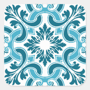 Adesivo Quadrado Azulejo azul português
