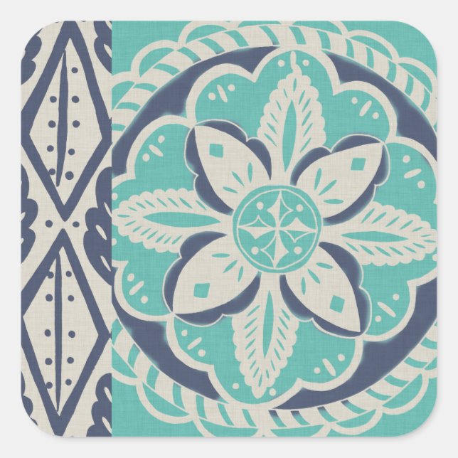 Adesivo Quadrado Azulejo Batik Azul IV (Frente)