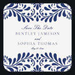 Adesivo Quadrado Azulejo Blue Talaver Envelope de Casamento Fiesta<br><div class="desc">Todo mundo ama uma festa! Esta coleção é uma maravilhosa mistura de elegância e herança cultural, inspirada nos tradicionais padrões azulejos mexicanos de Talavera. A vibrante fronteira floral azul exude sofisticação e um toque de charme festivo, fazer perfeito para sua celebração inspirada em espanhol ou mexicano. Quer esteja hospedando uma...</div>