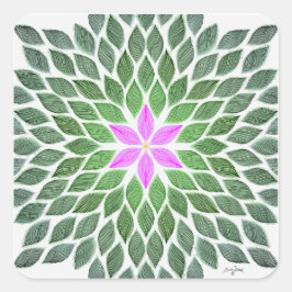 Adesivo Quadrado azulejo de flores rosa