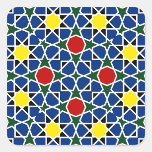 Adesivo Quadrado Azulejo de Padrão Geométrico Mosaico marroquino