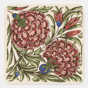Adesivo Quadrado Azulejo Flor de Cravo Antigo Rústico Arte De Morga